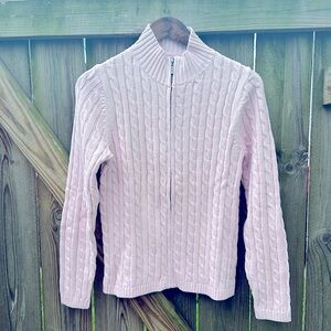 L.L. Bean Pink Cable Knit Sweater